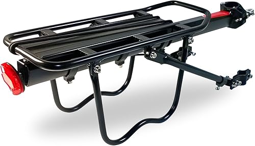 Portapacchi per mountain bike, portapacchi posteriore, universale, per reggisella, portata 50 kg, colore: rosso - Ysert