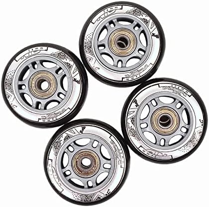 Nils - Rotelle per pattini in linea in poliuretano, 70 mm / 82A, 4 pezzi, con cuscinetti ABEC9, 8 pezzi, colore: Nero - Ysert