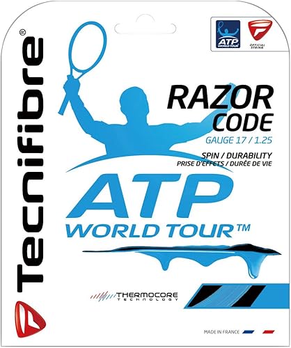 Tecnifibre Razor Code, Set di Corde per Rasoio, 1,25 mm/12 m, Colore: Nero Unisex-Adulto - Ysert