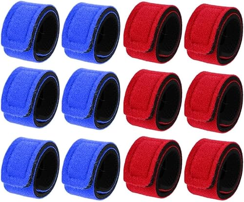 EIHI12 pezzi cinghie elastiche per canne da pesca cinghie elastiche regolabili per fissare canne da spinning, canne da alimentazione, protezioni per canne (rosso blu) - Ysert