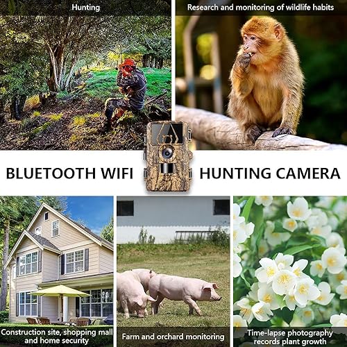 Fototrappola WiFi Bluetooth 8K 60MP, Fotocamera Caccia con Visione Notturna con APP, 120°Ampia Visuale Fototrappola Infrarossi Invisibili con Velocità di Trigger 0,2S, IP66, per la Fauna Selvatica - Ysert