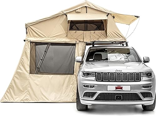 Tenda da campeggio con vestibolo per 2 persone + materasso - comoda e mobile, ideale per escursioni complete di scale telescopica, tasche per accessori e zanzariere | Impermeabile - Ysert