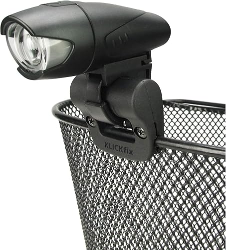 KlickFix Kunststoffclip Light Clip, Sostegno Montaggio FANALE su Cesto LIGHTCLIP Bici Bicicletta Supporto Unisex Adulto, Schwarz, Taglia Unica - Ysert