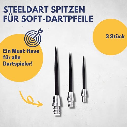 Best Sport 3-Piece Steel, Punte per Freccette in Acciaio, 3 Pezzi, Colore: Nero Unisex-Adulto - Ysert