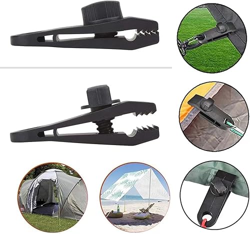 12 Pezzi Tarp Clips per Tenda, Clip in Plastica per Panno Protettivo, Multifunzionale Clip per Teloni di Fissaggio, per Ombra Impugnatura per Tende Sole Morsetti per Tende, Nero - Ysert