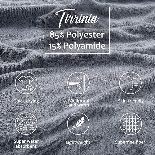 Cappotto da surf ad asciugatura rapida asciugamano accappatoio da spiaggia per uomini e donne adulti impermeabile alla sabbia, adatto per surf, nuoto, bagno, più dimensioni grigie - Ysert