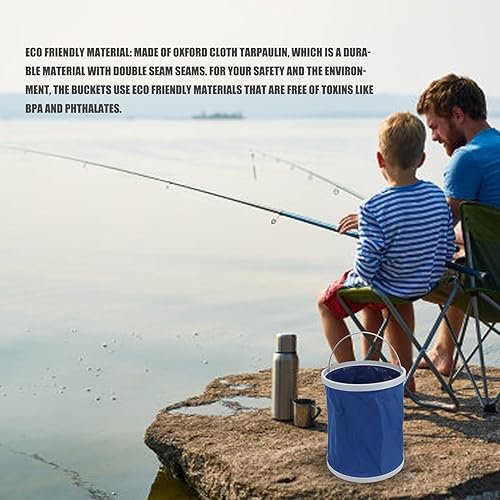 Secchio da Pesca Pieghevole con Manico, Secchio Pieghevole da Esterno da 11 Litri con Manico Contenitore per Acqua da Campeggio Leggero Multifunzionale per Campeggio Viaggiare Picnic - Ysert