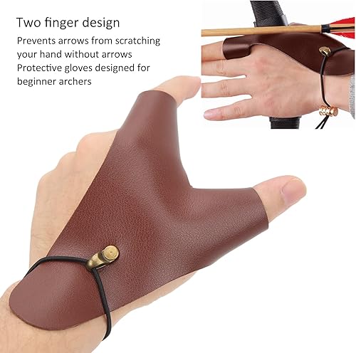 Protezione per Le Mani per Tiro con L'Arco, Guanto per Tiro con L'Arco Protezione per Le Mani con Arco, Guanto per Protezione per Le Mani Regolabile in Pelle PU per Tiro con L'Arco(Marrone) - Ysert