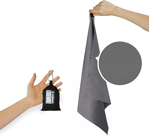 Asciugamano in microfibra PackDRY S – Asciugamano per lo sport in microfibra, ultraleggero e piccolo ingombro (grigio) - Ysert