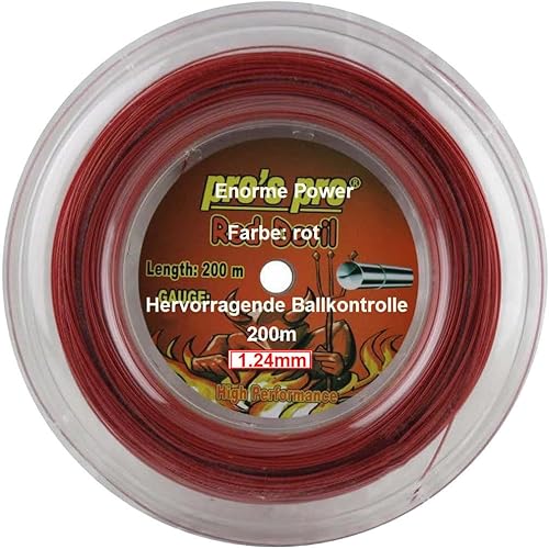 Generisch Corda da tennis, 200 m, 1,24 mm, colore rosso - Ysert