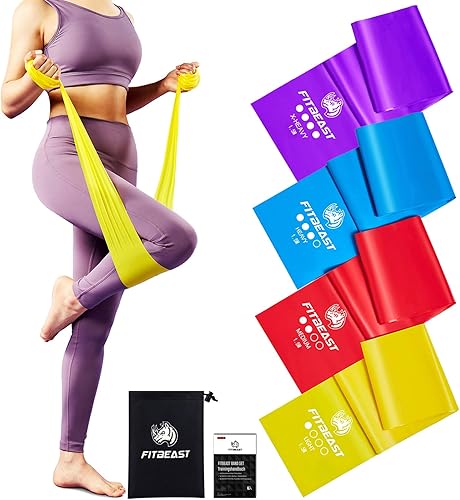 FitBeast Set di 4 fasce terrestri da 2 m, con 4 fasce da ginnastica, con borsa per il trasporto e istruzioni per l'esercizio, fascia per fitness, pilates, yoga, allenamento con - Ysert
