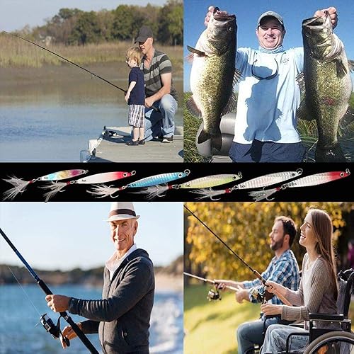 Set di 6 esche da pesca, in Metallo Cucchiai da Pesca con Piuma per Trota con ami alti, Esche Duro in Plastica Artificiali Esche Set per Acqua Dolce Salata - Ysert