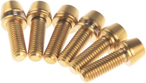 Titanio Gr5 M5 x 16 mm Testa conica a brugola Vite con rondella per Attacco Manubrio, Confezione da 6, Gold - Ysert
