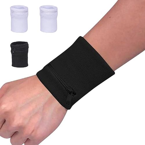 Borsa sportiva da 4 pezzi, tasca con cerniera per cinghie da polso, fascia per il polso, chiavi, carte di credito, cuffie, adatta per fitness, corsa, camminata - Ysert