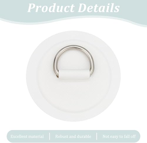 8 pezzi in acciaio inox D-ring Patch per gonfiabile barca kayak canoa D-ring PVC Patch Stand-Up Paddleboard Canoa Rafting Accessori (bianco) - Ysert