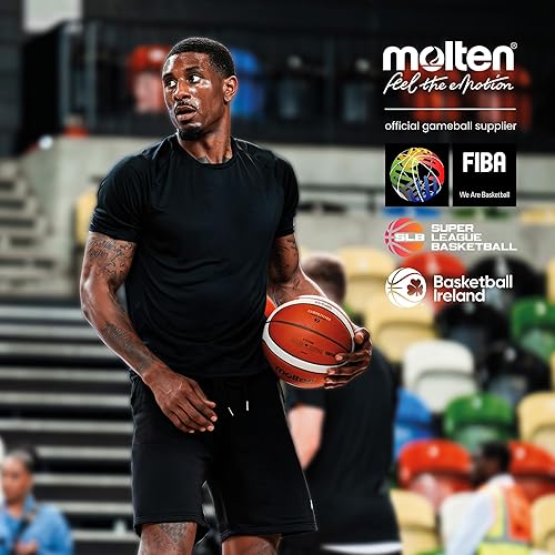 Molten BG2010 Deep Seams - Pallone da basket in gomma di alta qualità, approvato FIBA, gioco interno/esterno, arancione/avorio - Ysert