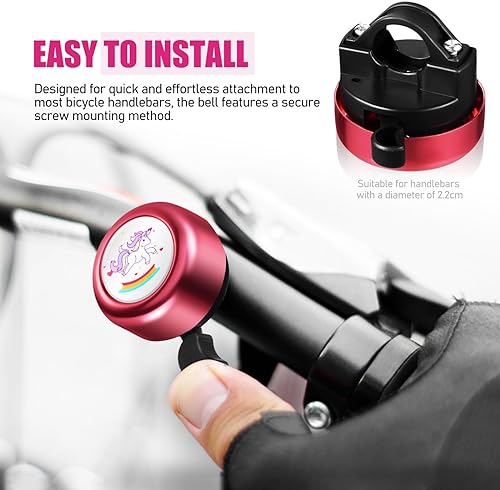 Rosa Unicorno Bicicletta Campanello Per Bambini: Con Modelli Sostituibili Campanello Bicicletta Accessori Per Adulti Donne Uomini Chiaro Suono Bici Per Ragazze E Ragazzi - Ysert