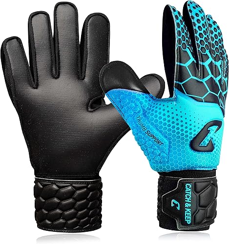 CATCH & KEEP Guanti da portiere Kralle Junior Pro 3.0 - Guanti portiere bambino - Falcon Grip ultra forte - Ottima vestibilità per bambini (5, Blu) - Ysert