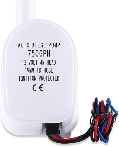 Pompa di Sentina Automatica 12V 750GPH Sommergibile Completamente Automatica con Interruttore a Galleggiante, Pompa di Sentina per Barche con Albero in Acciaio Inossidabile, - Ysert
