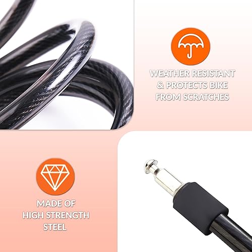 Lucchetto bici moto monopattino elettrico cavo di acciaio con chiavi 60 cms catena bici antifurto bici catena bicicletta antifurto lucchetto bicicletta catenaccio bici (Verde) - Ysert