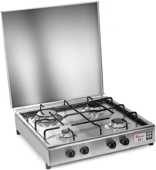 CFParker Fornello Cucina a Gas Gpl 4 Fuochi Acciaio Inox con Mobile Portabombola Grigio Grafite Made in Italy - 541ACCGP - Ysert