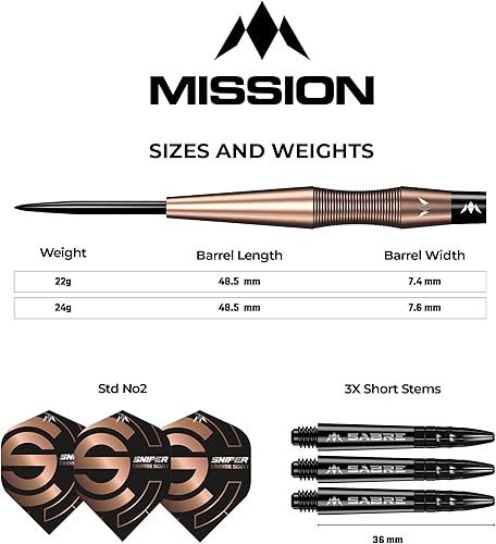 Connor Scutt V2 | Punta in acciaio | PVD bronzo | Cecchino 90% tungsteno, disponibile in pesi multipli - Ysert