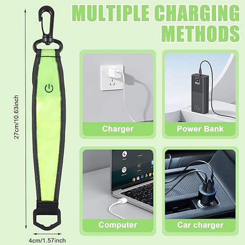 4 zaini a LED lampeggianti per la scuola, 3 modalità USB, ricaricabili tramite USB, riflettenti, luce di sicurezza per bambini, zaino e jogging - Ysert