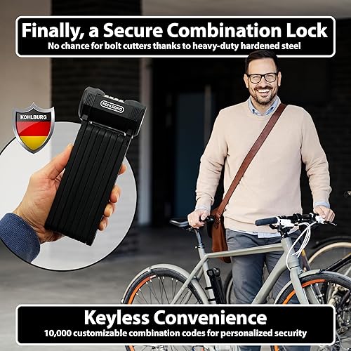 Lucchetto pieghevole da 110 cm con codice numerico e supporto – Lucchetto a combinazione per bicicletta – Lucchetto a combinazione per bicicletta – Lucchetto a combinazione ad alta sicurezza - Ysert