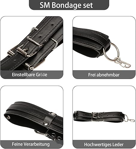 JIANRONG Cinghia di Fissaggio per Mani e Piedi in Pelle a M per Mano e Piedi-Nero - Ysert