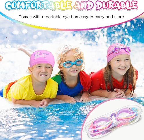 Cuffia da Nuoto per Bambini Occhialini Regolabili Cappello da Nuotare Elastico Occhiali da Nuoto Antiappannamento di Protezione UV per Ragazzi di 3-15 Anni, 2 Pezzi in Totale - Ysert