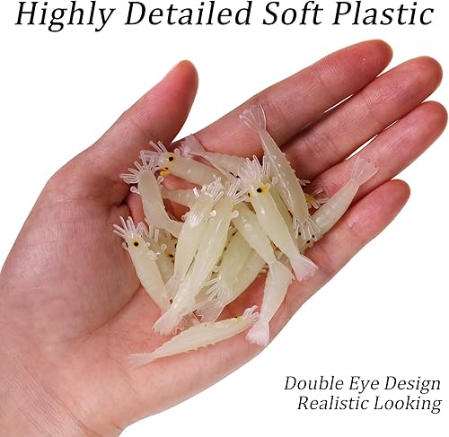 QualyQualy Esche artificiali in silicone Gamberetto Esca Artificiale Pesca Luminosi Gamberetto finto pesca Morbido esche da pesca per trota, acqua salata/acqua dolce - Ysert