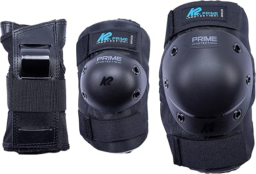 K2 Skates Unisex-Adult Protezioni per pattini in linea K2 PRIME PAD SET W — black - blue — L (Knee: A:41-45cm B:36-39cm / Elbow: A:27-30cm B:26-29cm / Wrist: A:22-24cm B:19-21cm) — 30E1414 - Ysert