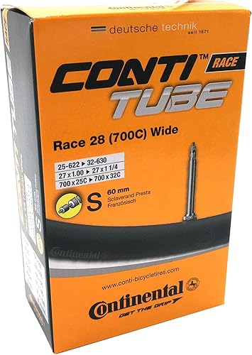 Continental Race 28 - Camere d'aria per bicicletta, 700 x 25-32c, con valvola Presta da 60 mm, confezione da 5, colore: Nero - Ysert