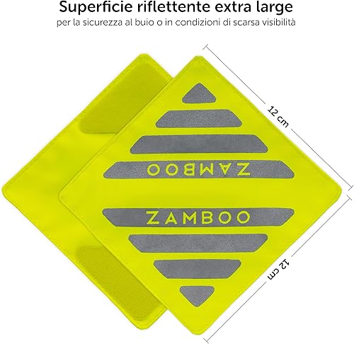 Set Universale di Bande Catarifrangente Passeggino - 4 riflettori Chiusura a Strappo - Adatti a carrozzine e Altro - Giallo Fluorescente - Ysert