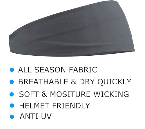 SourceTon Set di 6, Fascia e Polsino, Fascia per Sudore (Nero e Grigio) e 2 Paia di Polsini (2 Pollici e 6 Pollici) per Uomo e Donna, Tennis, Basket, Corsa, Allenamento - Ysert