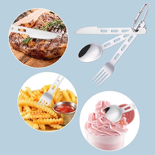 Set Di Posate Da Campeggio, Combinazione Forchetta, Cucchiaio E Coltello, Posate In Acciaio Inossidabile, Posate Da Esterno Riutilizzabili - Ysert