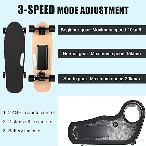 ErShangMao Skateboard Elettrico Portatile Cruiser - Longboard Elettrico Leggero con Telecomando, velocità Massima 15 Km/Autonomia 8 Km | per Principianti, Adolescenti E Adulti - Ysert