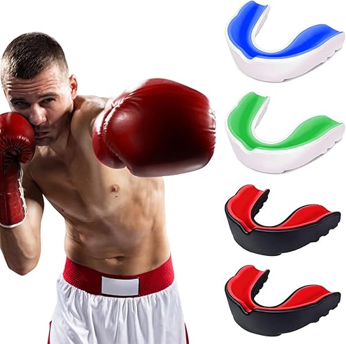 4 Pezzi Vestibilità Slim Paradenti Sportivo, Paradenti Kick Boxing, Paradenti Boxe,Premium Paradenti, per Rugby, Boxe, Arti Marziali, Hockey, Arti Marziali Miste, Taekwondo - Ysert
