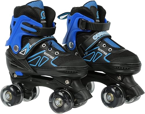 Pattini in linea/pattini Quad per bambini con/senza ruote luminose, misura regolabile da 31 a 38 comodi e traspiranti Inline-Skates Roller Skates per ragazze e ragazzi adolescenti principianti - Ysert