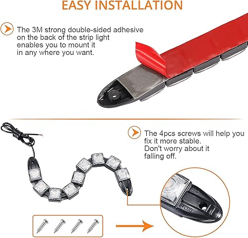 ALLOMN Luce di Navigazione per Barche, 2PCS 9W 12V 9 LED Lampada di Navigazione Subacquea per Barche Yacht Luce Bianca Blu Marine Luce IP67 Impermeabile Pieghevole, Forte Biadesivo, con Viti (Blu) - Ysert