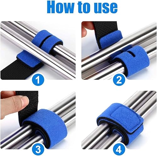 EIHI12 pezzi cinghie elastiche per canne da pesca cinghie elastiche regolabili per fissare canne da spinning, canne da alimentazione, protezioni per canne (rosso blu) - Ysert