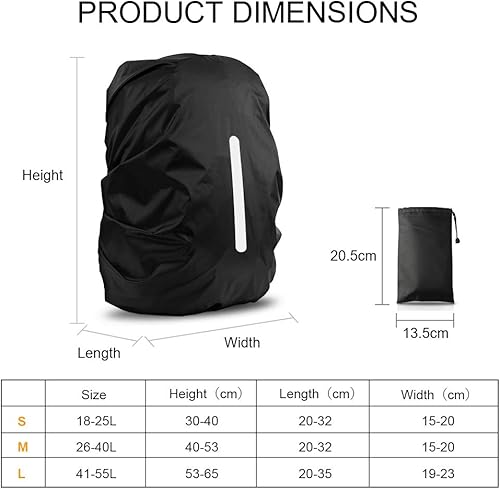 DFK Set di 2 coperture antipioggia impermeabili per zaini, zaini, parapioggia, protezione antipioggia, per esterni, ciclismo, campeggio, escursionismo, Nero (2 pezzi), S, Modern - Ysert
