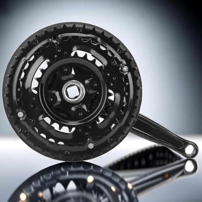 Ciclismo, Guarnitura Guarnitura in Acciaio Ad Alto Tenore di Carbonio 24-34-42T con Copertura per Catene per Bicicletta da Strada per Mountain Bike a velocità Vbile - Ysert