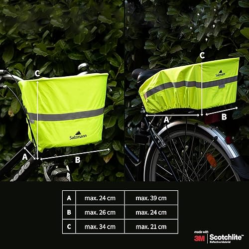 Salzmann Copertura Antipioggia Riflettente per cestini da Bici - Copertura Impermeabile per cestini - Realizzata con 3M Scotchlite - Ysert