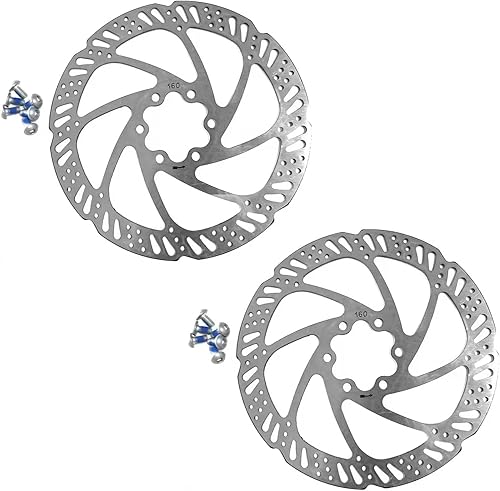 ANBOO Dischi Freno Bicicletta, 2 Pezzi Freno a Disco 160mm, Disco Freno per Freni a 6 fori, Acciaio Inossidabile, con 12 Bulloni - Ysert