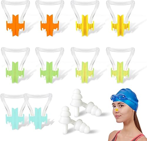 10 Pezzi Tappanaso Per Piscina Tappanaso Nuoto Sincronizzato Tappanaso Per Piscina In Silicone Tappi Per Naso Protector Per Il Nuoto Unisex Per Bambini Adulti Con 2 Paia Tappi Orecchie Piscina - Ysert