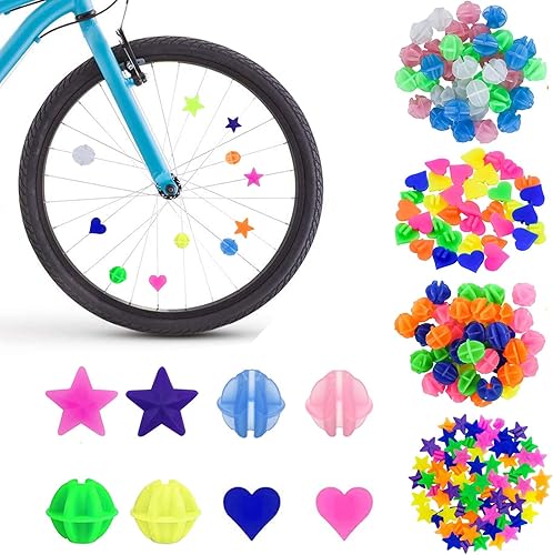 144 decorazioni colorate per raggi della bicicletta, accessori per bicicletta per bambini, clip per raggi, accessori luminosi, perline riflettenti, per ragazze e ragazzi - Ysert