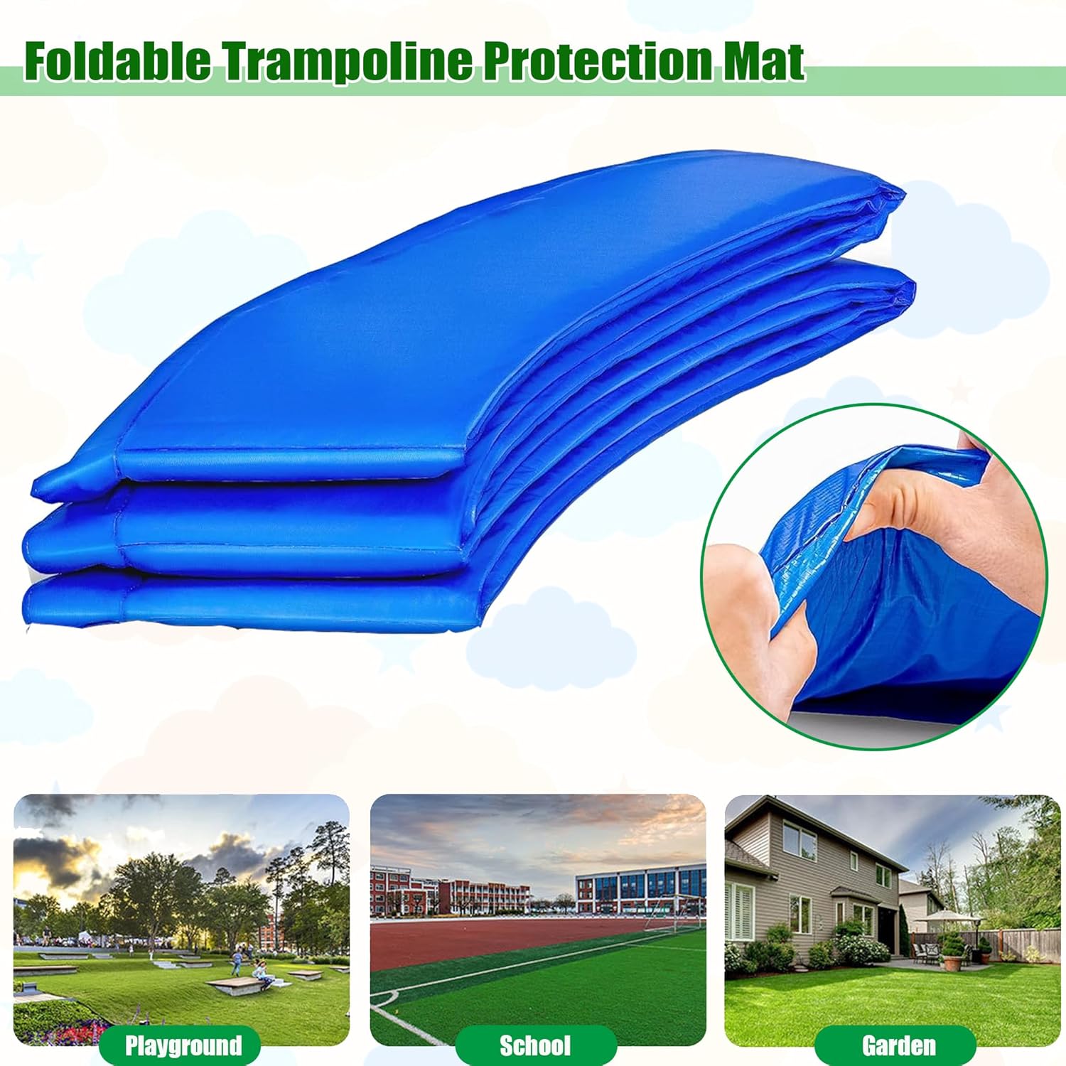 Copertura per trampolino, larghezza 30 cm, in PVC resistente ai raggi UV, con cinghie fisse, pieghevole, per trampolini interni ed esterni - Ysert