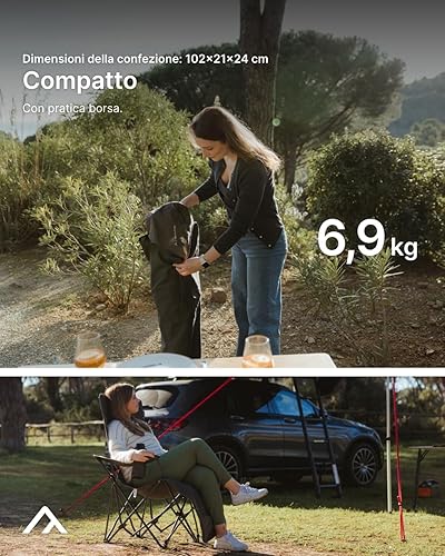 qeedo Johnny Relax Sedia Campeggio Pieghevole (105 kg), poggiapiedi, portabevande - Ysert
