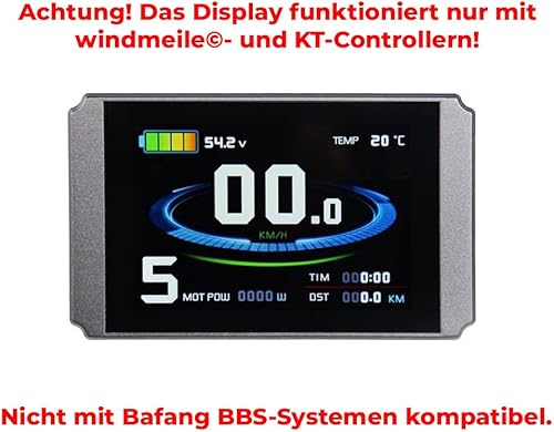 Display KT-LCD8H con nuova interfaccia, nuova interfaccia utente, display LCD, illuminato, multifunzionale, e-bike, pedelec, 24V/36V/48V - Ysert